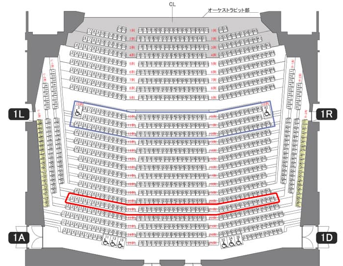 ロームシアター京都のメインホールの1F座席表